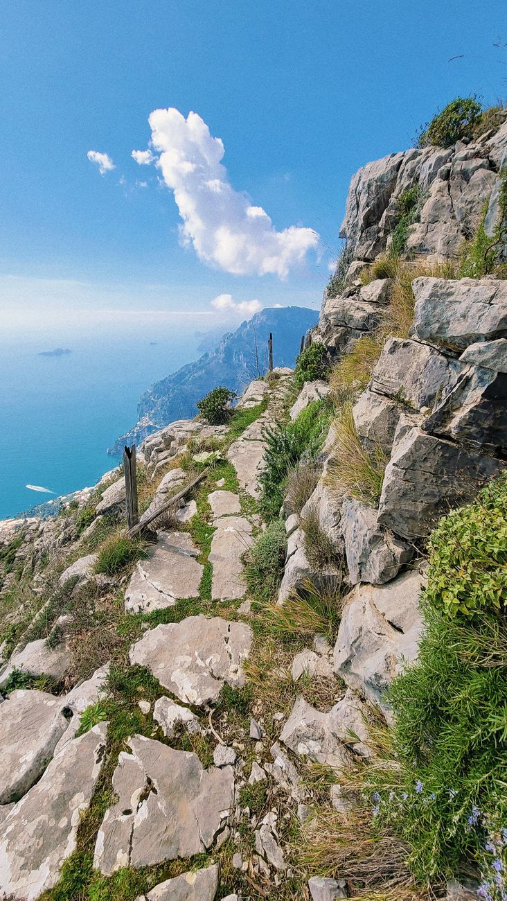 View from the Amalfi cliffs overlooking the azure Tyrrhenian sea