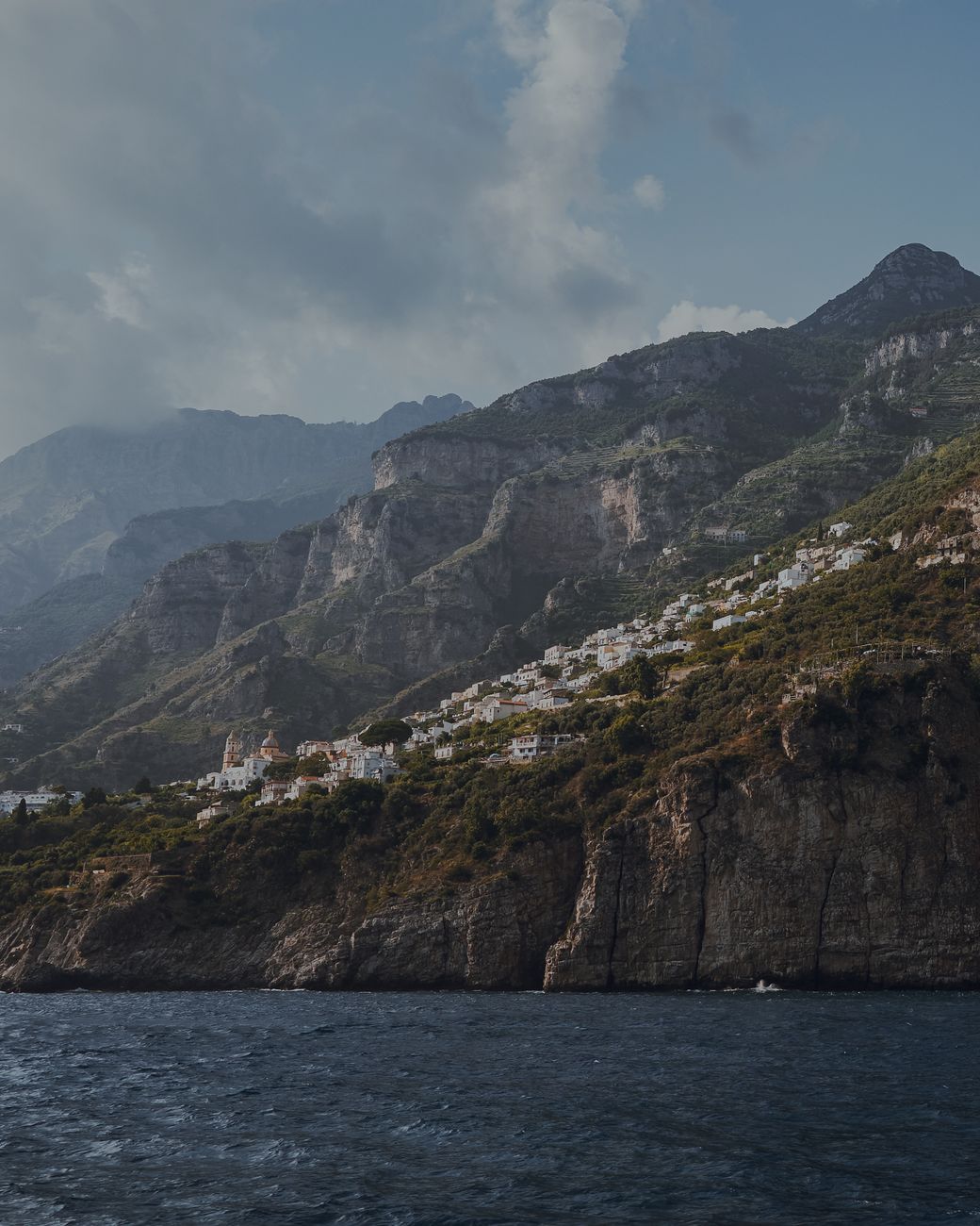 Terraced vineyards and lemon trees overlooking the sea